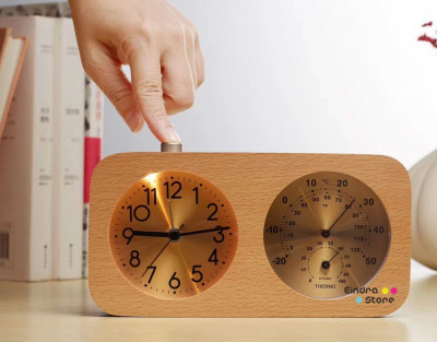 Wooden  Alarm Clock : Hygro Thermo
